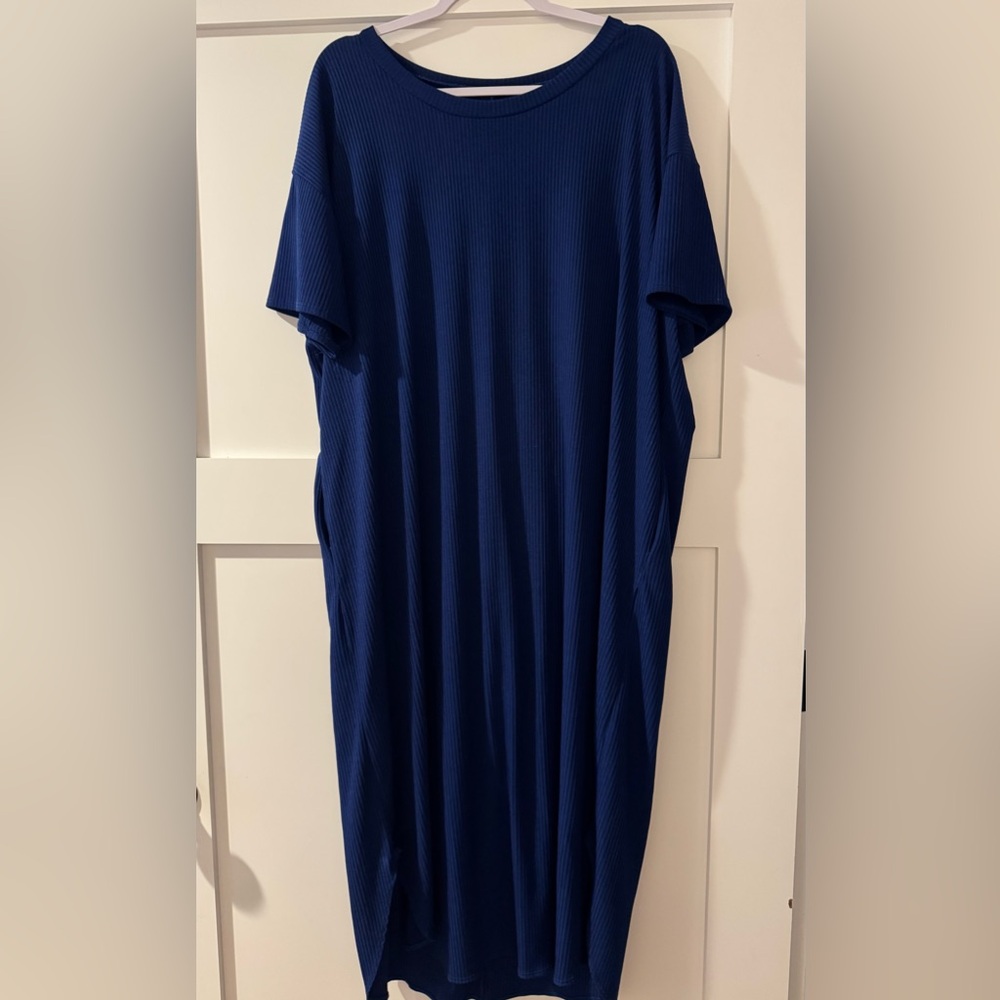 Blue Ribbed Dress